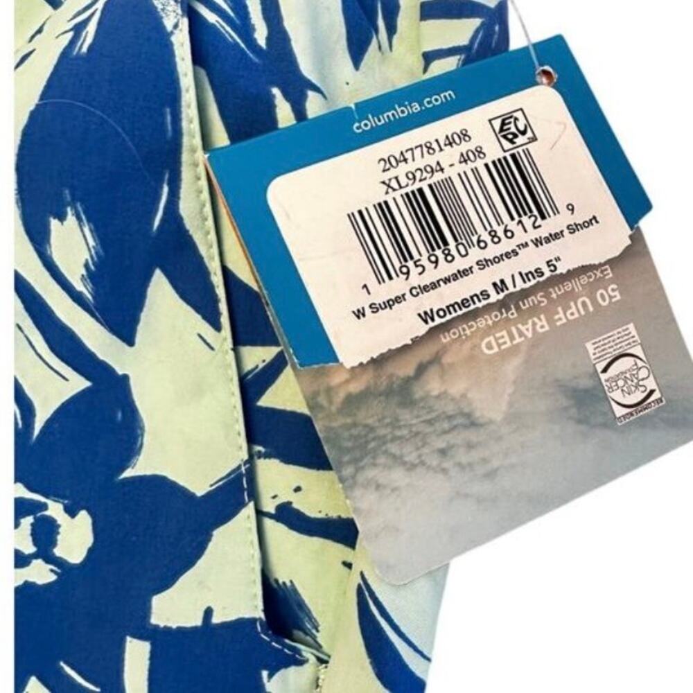 Columbia PFG Super Clearwater Shorts Medium Blue Tropical Print NWT 5" Inseam - Picture 7 of 8